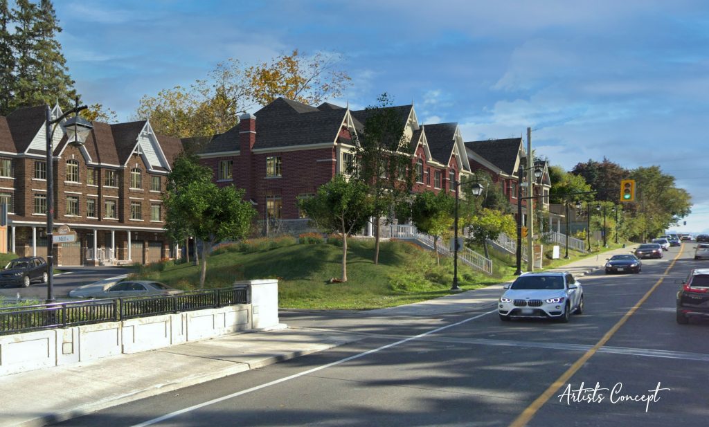 View of Mill Street Townhomes from Markham Road.