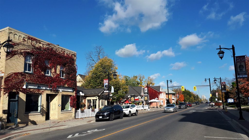 Markham Village storefronts.