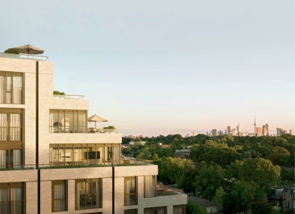 The Leaside exterior looking over the city skyline