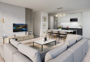 The Highmark interior living room rendering